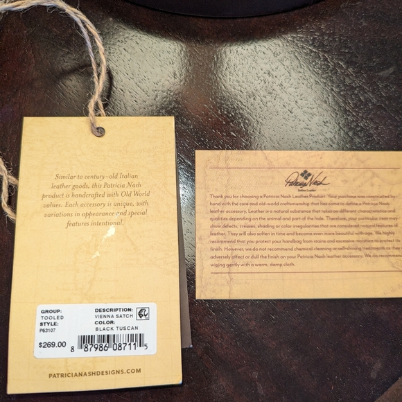 Patricia Nash Vienna Satchel Tooled Leather Bag, color Black Tuscan EUC - Picture 2 of 14